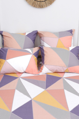 Наволочка поплин Геометрия рыжий,беж